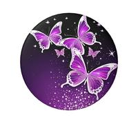 Spilla rotonda a forma di farfalla viola, design in latta resistente con stampa su un solo lato, perfetta per regali personalizzati e decorazione di abbigliamento, Misura unica