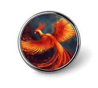 Spilla rotonda a forma di fenice rossa arancione, con un bellissimo coniglio bianco, per uomo e donna, accessori in lega per abiti, spilla da cravatta leggera da 1 pollice