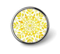 Spilla rotonda a forma di fiocco di neve gialla ad acquerello per uomo donna moda distintivo collare pin vestito giacca zaino accessori