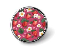 Spilla rotonda a forma di fragola rosa per uomo e donna, spille resistenti ed eleganti, spille in metallo leggere per camicie, giacche e cappelli.
