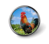 Spilla rotonda a forma di gallo per uomo e donna, resistente ed elegante, in metallo leggero per camicie, giacche, cappelli