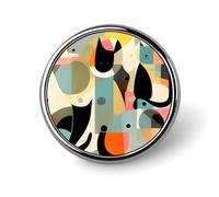 Spilla rotonda a forma di gatto di arte moderna della metà del secolo carino smalto spilla spilla spilla personalizzata abbigliamento decorazione unisex porta badge cappelli borse camicie Decor