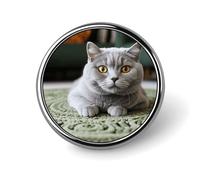 Spilla rotonda a forma di gatto sul tappeto, simpatica, smaltata, spilla, spilla per abbigliamento, decorazione personalizzata, unisex, porta badge, cappelli, borse, camicie, decorazione