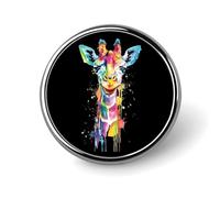 Spilla rotonda a forma di giraffa colorata con animali, per cravatta, abiti, matrimoni, compleanni, per uomini e donne, Circular, Metallo