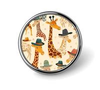 Spilla rotonda a forma di giraffa con cappello, spilla da bavero, cravatta, abiti, accessori per matrimoni, compleanni, per uomini e donne, Circular, Metallo