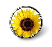 Spilla rotonda a forma di girasole con fiore e girasole, in metallo, adatta per abbigliamento, borse, cappelli, spilla stampata umoristica, decorazione per feste, accessori per uomini e donne