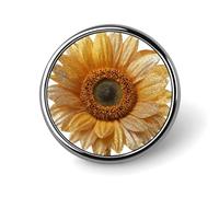 Spilla rotonda a forma di girasole glitterata dorata per uomo donna moda distintivo collare pin vestito giacca zaino accessori