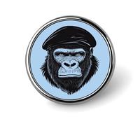 Spilla rotonda a forma di gorilla con cappello, spilla da bavero, cravatta, abiti, accessori per matrimoni, compleanni, per uomini e donne