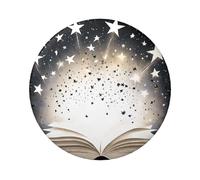Spilla rotonda a forma di libro magico, design in latta resistente con stampa su un solo lato, perfetta per regali personalizzati e decorazione di abbigliamento, Misura unica