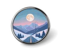Spilla rotonda a forma di luna, con scritta "Neve, Montagna, Autostrada", spilla da bavero, spilla da cravatta per donne, uomini, impiegati, insegnanti, decorazioni