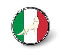 Spilla rotonda a forma di lupo con bandiera italiana, per cravatta, abiti, matrimoni, compleanni, per uomini e donne
