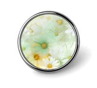 Spilla rotonda a forma di margherite con sfondo giallo menta chiaro per uomo donna moda distintivo collare pin abito giacca zaino accessori