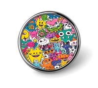 Spilla rotonda a forma di mostro dei graffiti dei cartoni animati, spille da bavero, cravatta, abiti, accessori per matrimoni, compleanni, per uomini, Circular, Metallo