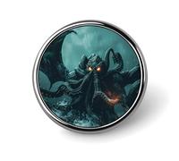 Spilla rotonda a forma di mostro di Cthulhu, spilla da bavero, per cravatta, abiti, accessori per matrimoni, compleanni, per uomini e donne, Circular, Metallo