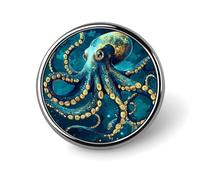 Spilla rotonda a forma di mostro di polpo Cthulhu, spilla da bavero per cravatta, abiti, accessori per matrimoni e compleanni, per uomini e donne, Circular, Metallo