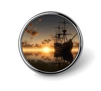 Spilla rotonda a forma di nave nel lago, spilla da bavero, da scialle, da colletto in metallo vintage, decorazione per gioielli, abito, maglione, zaino, regalo per donna, madre e spos