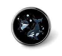Spilla rotonda a forma di orca killer whales, spilla da bavero, cravatta, accessori per abiti, matrimoni, compleanni, per uomini e donne