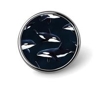 Spilla rotonda a forma di orca, stemma smaltato da bavero, decorazione per zaino e cappello.
