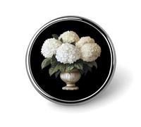 Spilla rotonda a forma di ortensie bianche con fiore e spilla da bavero, accessorio per abito da sposa, compleanno, per uomini e donne