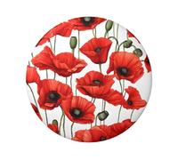 Spilla rotonda a forma di papavero rosso, design in latta resistente con stampa su un solo lato, perfetta per regali personalizzati e decorazione di abbigliamento, Misura unica
