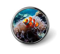 Spilla rotonda a forma di pesce pagliaccio, simpatica, smaltata, spilla, spilla per abbigliamento, decorazione personalizzata, unisex, porta badge, cappelli, borse, camicie, decorazione