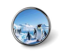 Spilla rotonda a forma di pinguino Antartide Ice in lega di alluminio, spilla da bavero personalizzata con bordi lisci, accessori alla moda per camicie e giacche