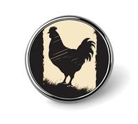 Spilla rotonda a forma di pollo in stile fattoriale con risvolto leggero, spilla in metallo per cappelli, camicie, vestiti, borse, decorazione