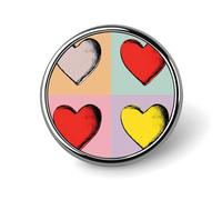 Spilla rotonda a forma di quattro cuori rosso giallo rosa per uomo donna moda distintivo collare pin vestito giacca zaino accessori