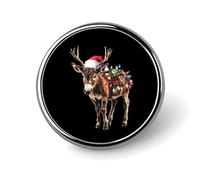 Spilla rotonda a forma di renna con asino, spilla da bavero, accessori per abiti, matrimoni, compleanni, per uomini e donne