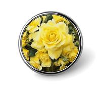 Spilla rotonda a forma di rosa gialla da 25 mm/1 pollice, classica, porta spille, bottoni per camicie, vestiti, spilla individualistica