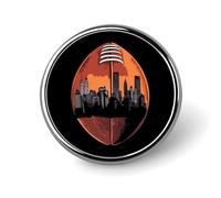 Spilla rotonda a forma di skyline della città di calcio, per zaino, giacche, cappelli, decorazione