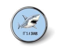 Spilla rotonda a forma di squalo con scritta "It's A Shark Lapel Pins Tie Suit Dress Accessories Wedding Birthday for Men Women