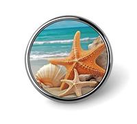 Spilla rotonda a forma di stella marina, conchiglia, spiaggia, simpatica, smaltata, spilla per bavero, spilla per abbigliamento, decorazione personalizzata, unisex, porta badge per cappelli, borse