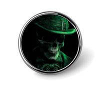Spilla rotonda a forma di teschio verde scuro fantasia per uomo donna moda distintivo collare pin vestito giacca zaino accessori