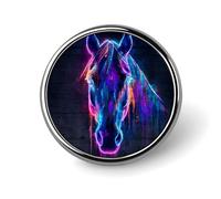 Spilla rotonda a forma di testa di cavallo in stile street art al neon per uomo e donna, accessorio alla moda per colletto, giacca, zaino.