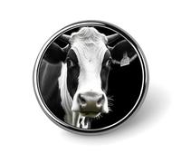 Spilla rotonda a forma di testa di mucca divertente con animali, in metallo, personalizzata, adatta per abbigliamento, borse, cappelli, spilla stampata umoristica, decorazione per feste, accessori per