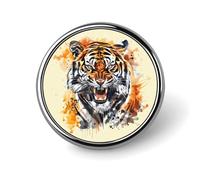Spilla rotonda a forma di tigre acquerellata, spilla da bavero, cravatta, abito, accessori per matrimonio e compleanno, per uomo e donna.