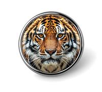 Spilla rotonda a forma di tigre feroce, leggera, spilla da bavero, regalo unico, spilla in metallo, per cappelli, camicie, abbigliamento, borse, decorazione