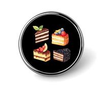 Spilla rotonda a forma di torta, color cioccolato, per cravatta, abiti, matrimoni, compleanni, per uomini e donne