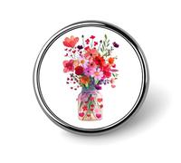 Spilla rotonda a forma di vaso, cuore e fiore, ideale per uomo, donna, impiegato, insegnante o come decorazione per bavero o cravatta.