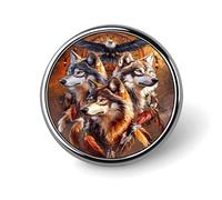 Spilla rotonda acchiappasogni a forma di lupo, spilla commemorativa in metallo, spilla da bavero, spilla da cravatta, kit per cappelli, camicie, vestiti, borse, decorazioni