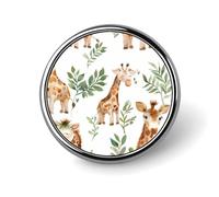 Spilla rotonda ad acquerello a forma di giraffa, spilla da bavero, cravatta, abiti, accessori per matrimoni, compleanni, per uomini e donne, Circular, Metallo