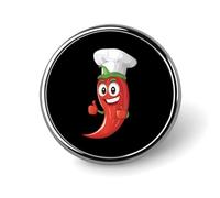 Spilla rotonda alla moda con cappello da chef a forma di peperoncino, spilla da bavero, distintivo per borsa, camicia, festa di nozze, gioielli personalizzati