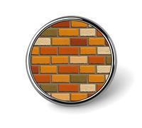 Spilla rotonda arancione gialla con motivo a muro di mattoni per uomo donna moda distintivo collare pin abito giacca zaino accessori