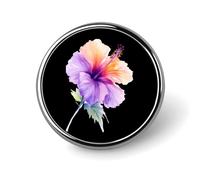 Spilla rotonda astratta a forma di fiore di ibisco color pastello, spilla da bavero, cravatta, abiti, accessori per matrimoni, compleanni, per uomini e donne, Circular, Metallo