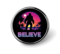 Spilla rotonda Bigfoot Believe da bavero, bottone, spilla, distintivo per cravatta, cappello, abbigliamento, gioielli e accessori.