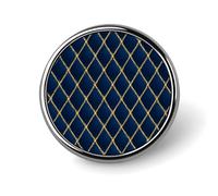 Spilla rotonda blu scuro con reticolo di diamanti in oro metallizzato per uomo e donna, accessorio alla moda per colletto, giacca, zaino.