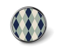 Spilla rotonda boho con motivo a griglia di diamanti, colore salvia, blu navy e beige, per uomo e donna, accessorio alla moda per colletto, giacca, zaino.