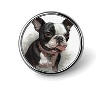 Spilla rotonda Boston Terrier carina smaltata spilla spilla spilla personalizzata abbigliamento decorazione unisex porta badge cappelli borse camicie decorazione