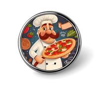 Spilla rotonda Chef Pizza Spilla da bavero smaltata spilla spilla personalizzata abbigliamento decorazione unisex porta badge cappelli borse camicie decorazione